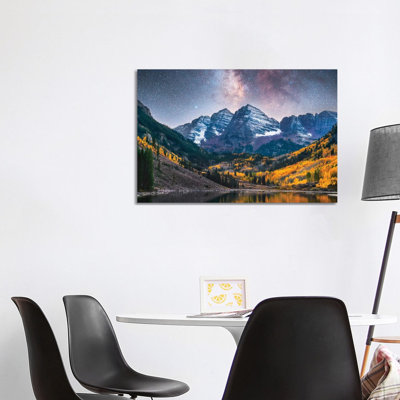 «Maroon Bells Colorado Milky Way Nightscape», reproduction d'art sur toile tendue
