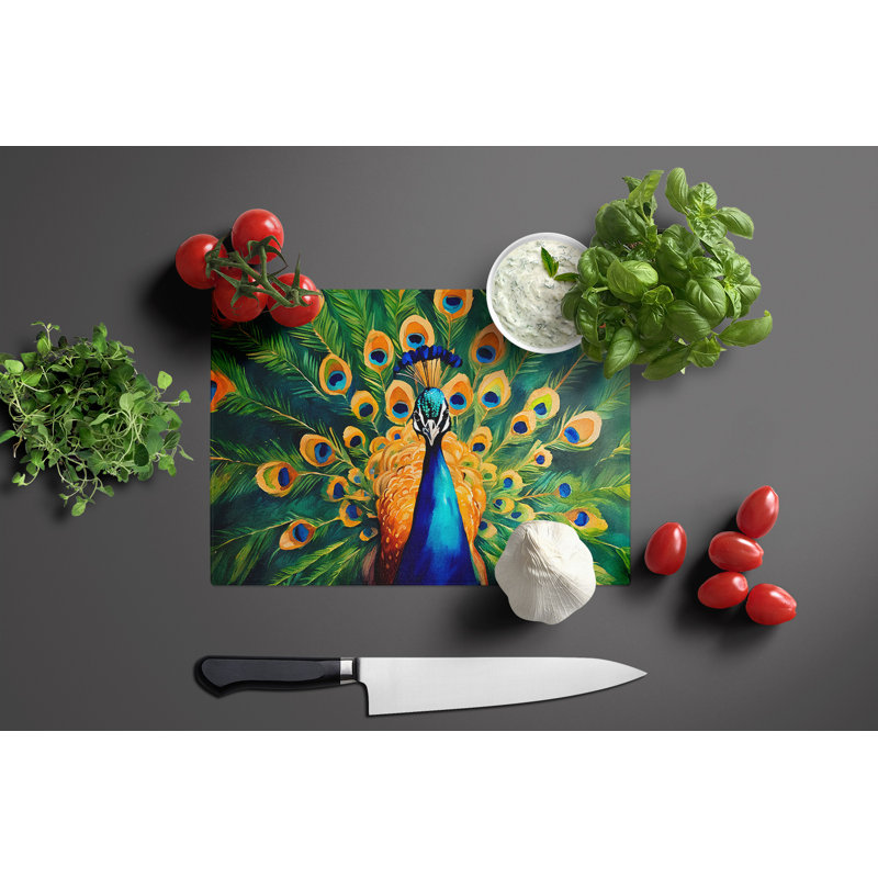 Peacock Glass Cutting Board