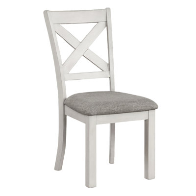 Chaises d'appoint rustiques à dossier en croix de 2 pièces en chêne blanc avec bois d'ingénierie pour les salles à manger de style transitionnel