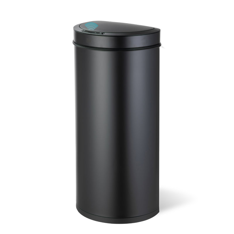16 Gallon Black Stainless Steel Touchless Trash Can with Motion Sensor