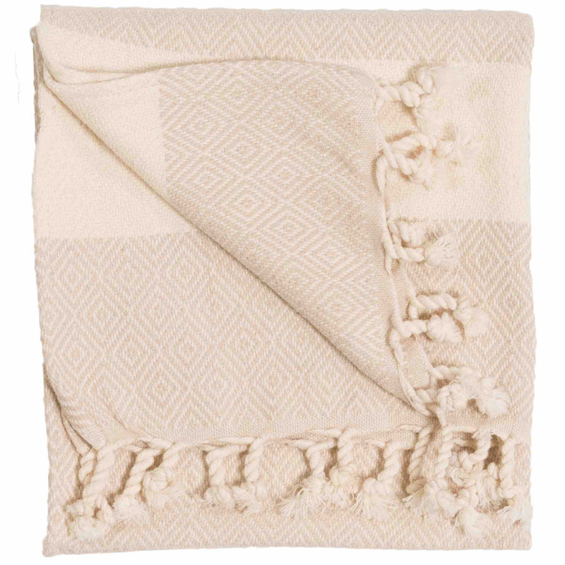 Serviette à main en coton pur à tissage diamond Cendrillon, Crème