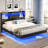 Floating Bed Frame With Led Lights And Headboard Storage, Visual Floating Bed With Charing Station, Metal Platform Bed With Stable Structure, No Box Spring Need, Easy Assembly-1201954255-1202858912