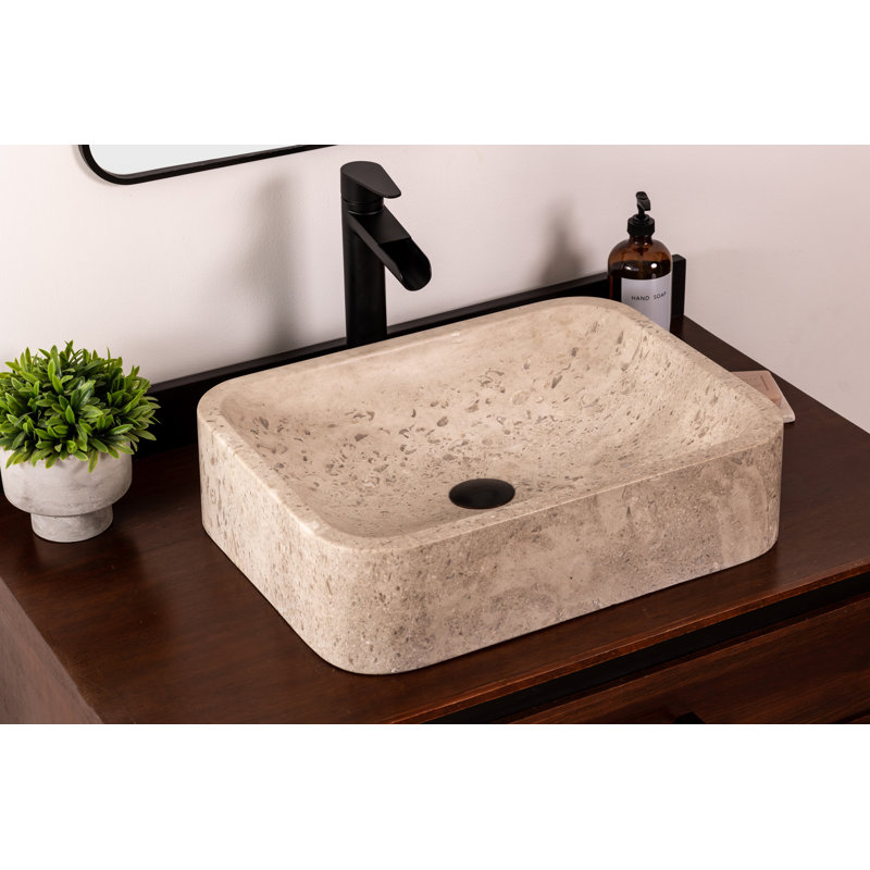 Natural Stone Vessel Bathroom Sink Rectangular Reno Ojinaga Marble