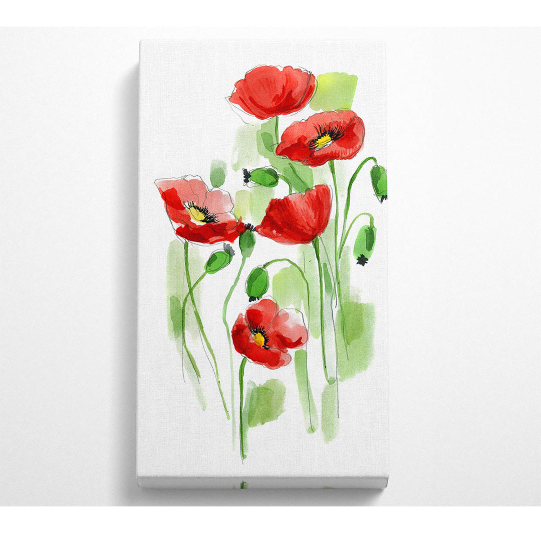 Vinny Poppies In Bloom - Panorama-Kunstdrucke auf Leinwand