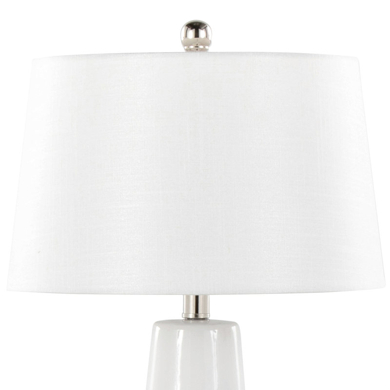 Lampe de table contemporaine 22 "avec corps en céramique et abat-jour blanc Penelope, Doré