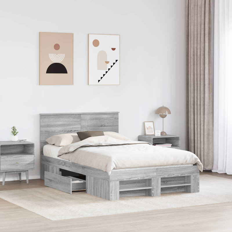 Bed, Double (4'6), Grey Sonoma