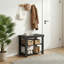 Banc à chaussures en bambou à 3 niveaux avec rangement et sièges 11 po x 20 po x 18 po, rangement pour la chambre à coucher-1322993538