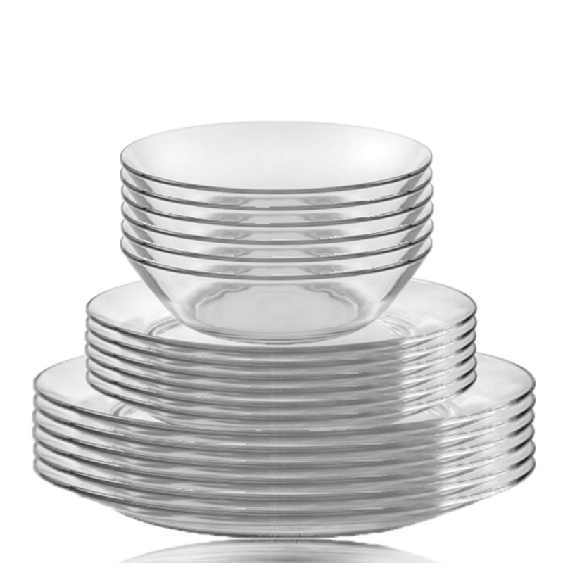 Duralex Lys Clear 18 Pc Dinnerware Set, Service For 6