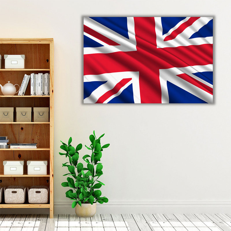 Drapeau du Royaume-Uni flottant - reproduction d'art sur toile, H 20 po x l 30 po