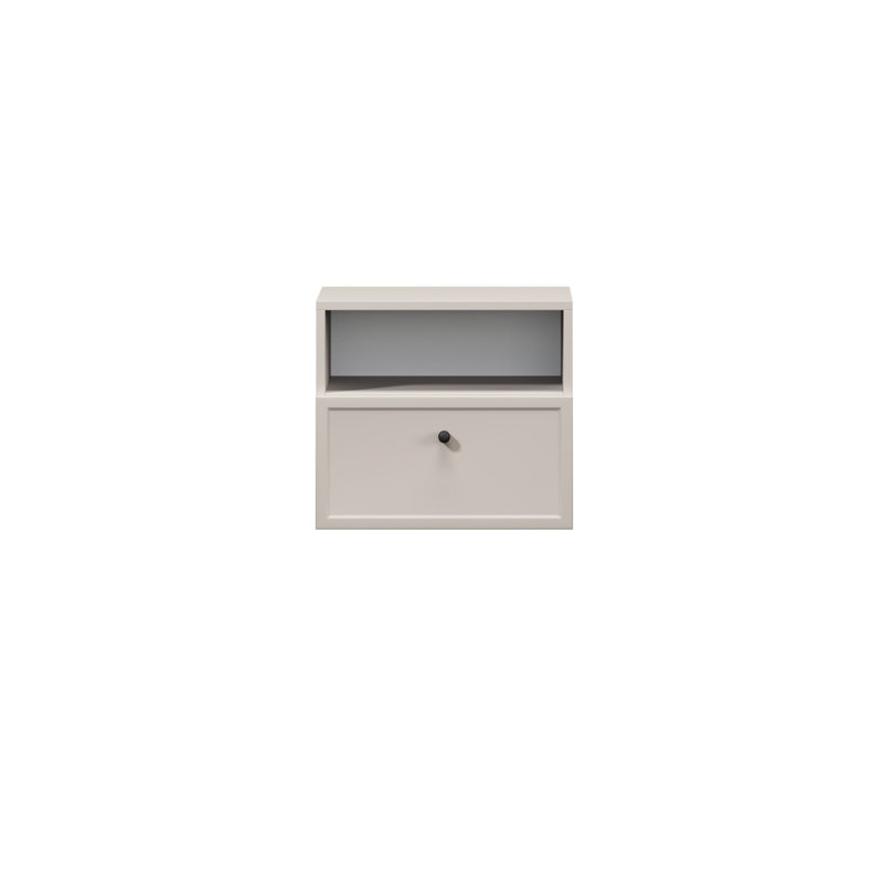 Bagga 45cm W Manufactured Wood Bedside Table, Cream/Beige/Black