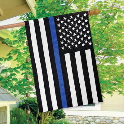 Drapeau de maison brodé Thin Blue Line