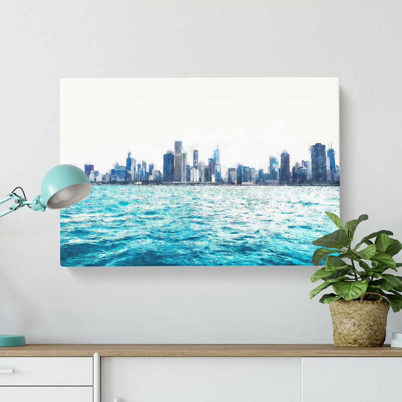Cloudy Day In Chicago Illinois - Wrapped Canvas Painting, 60cm H x 91cm W x 3cm D