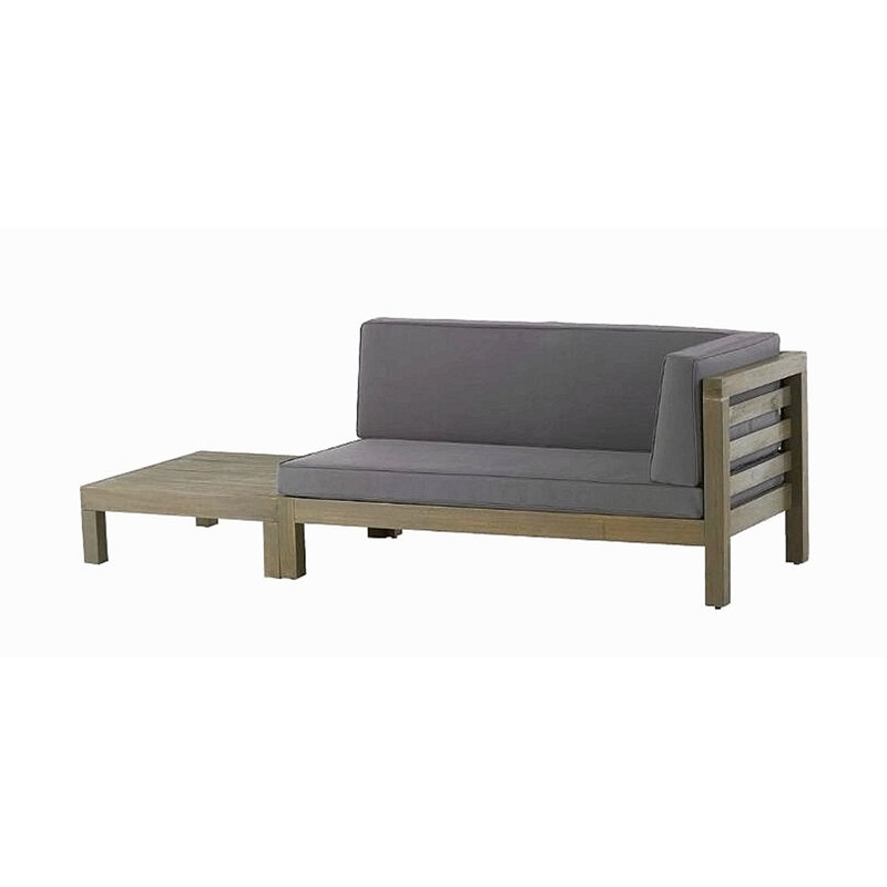 BANC D'ANGLE ET TABLE BASSE, GRIS FONCÉ, Gris foncé