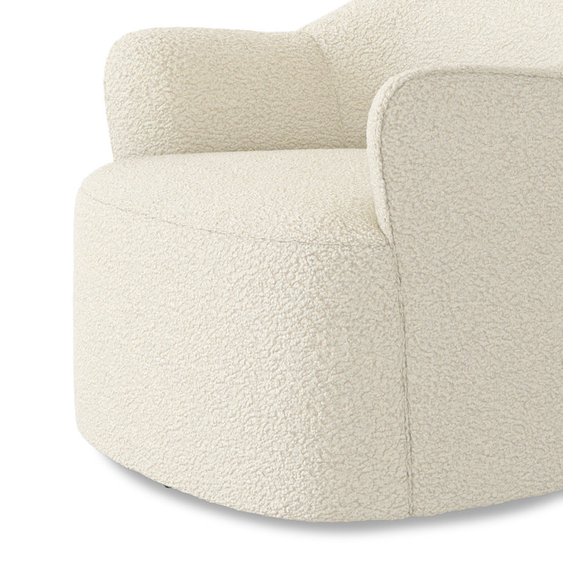 BLYTHE Swivel Armchair Chair with Ottoman, Sheepskin Natural Polyester