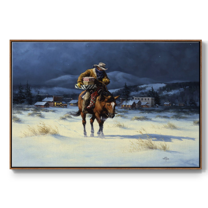 Ramener Noël à la maison, Toile avec cadre noyer, H 27 po x l 41 po x P 2 po