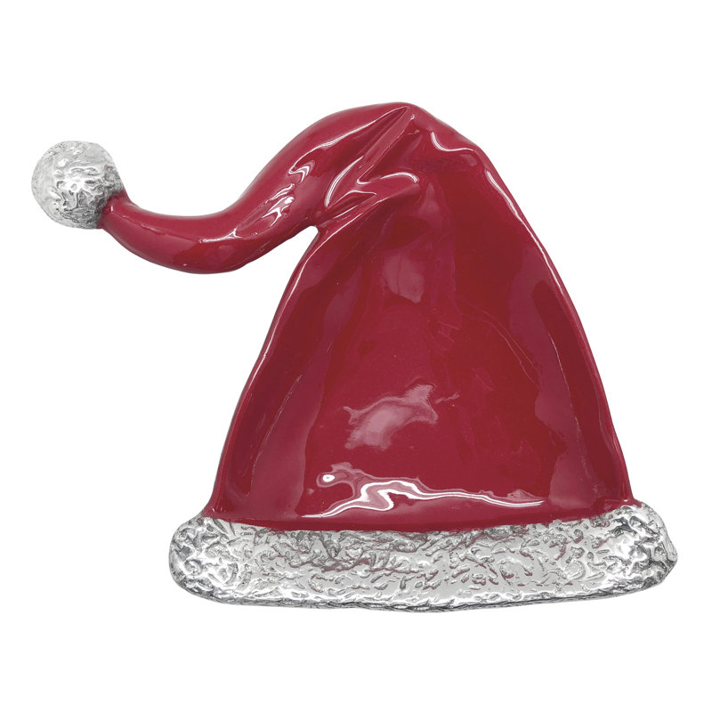 Plat à bonbons en émail avec chapeau de père Noël