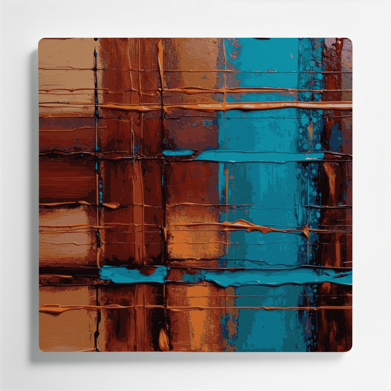 Southwestern Cowboy Rustic Plaid 79, art mural en métal brun