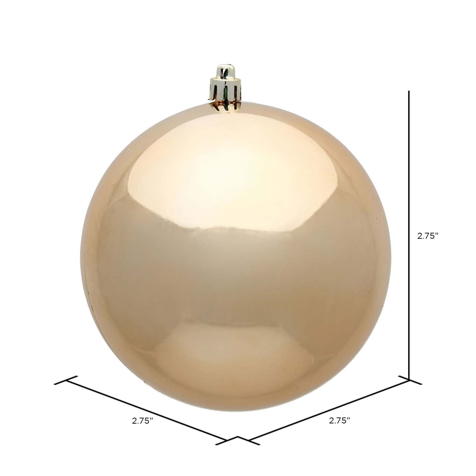 Holiday Décor Ball Ornament, Cafe Latte Shiny, 2.75" H x 2.75" W x 2.75" D