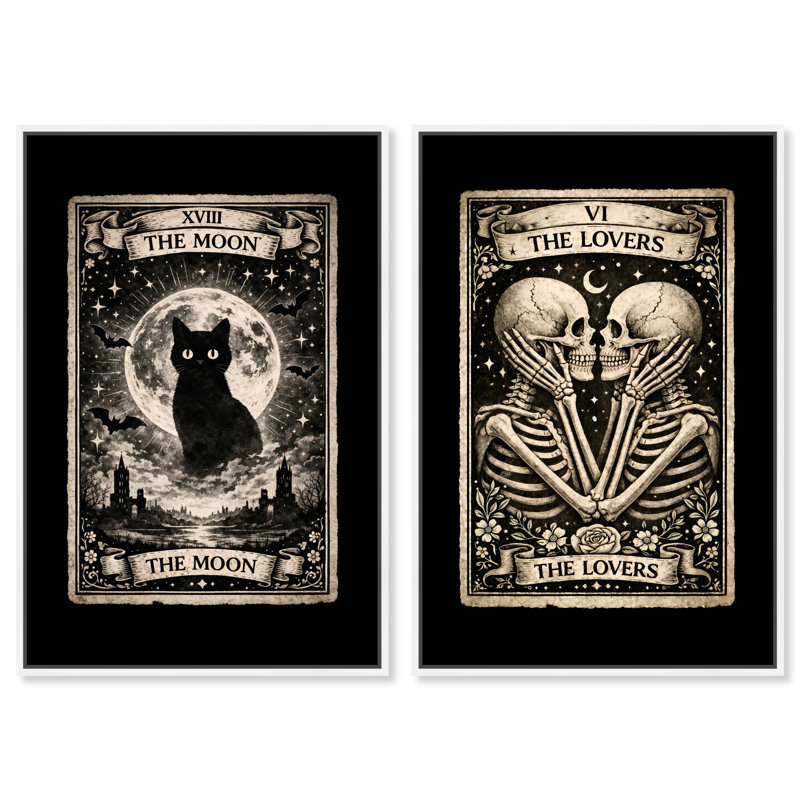 Les amoureux du tarot Duo, H 25 po x l 17 po, Cadre blanc