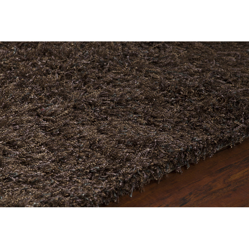 Barun Hand Loomed Modern Area Rug in Dark Brown, Rectangle 7'9" x 10'6"