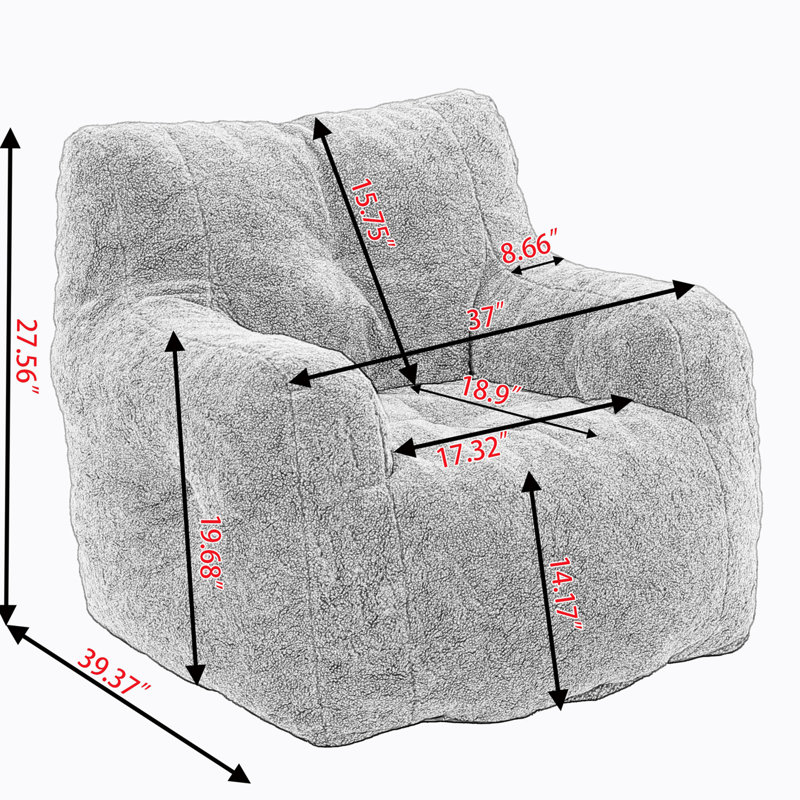 Fauteuil à billes 39,37 po Almon, Imitation fourrure verte