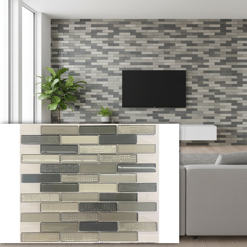 1" x 3" Flat Glass Brick Joint Mosaic Wall Tile