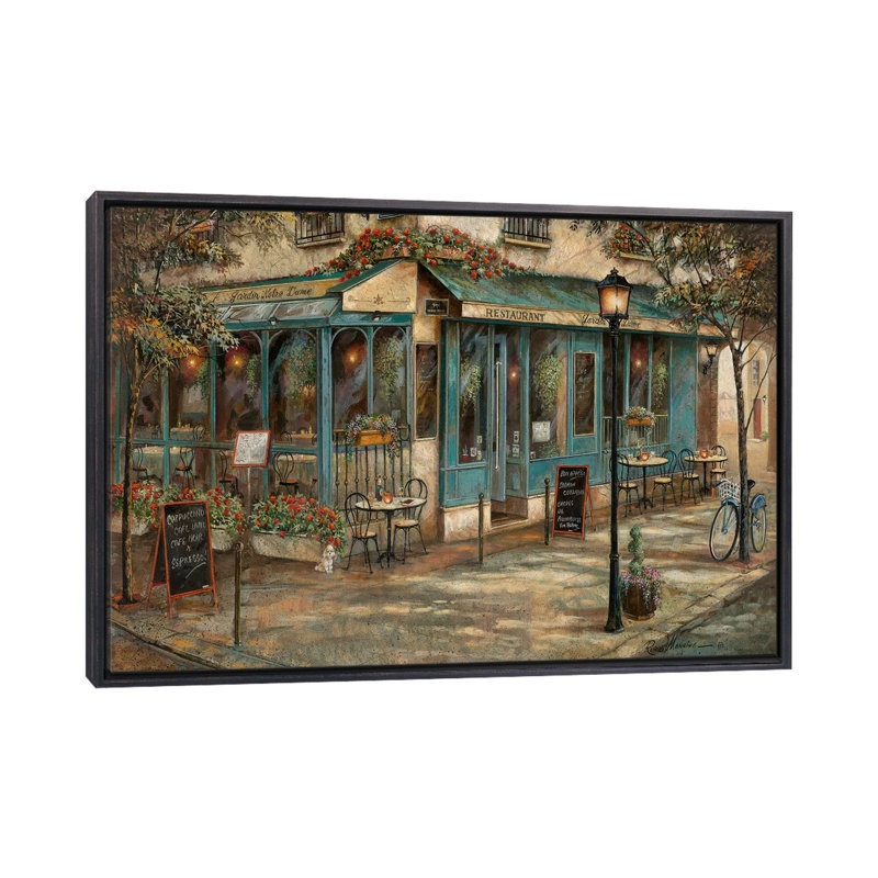 Jardin de Notre Dame par Ruane Manning - reproduction d'art, H 40 po x l 60 po x P 1,5 po, Toile avec cadre noir patiné