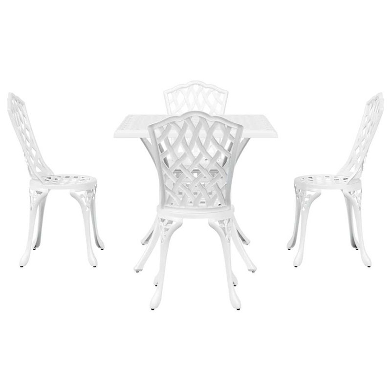 4 - Person Patio Dining Set Square Table, White