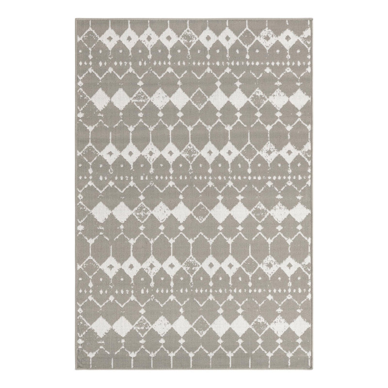Tapis gris intérieur / extérieur Southwestern, Rectangle 4 pi x 6 pi