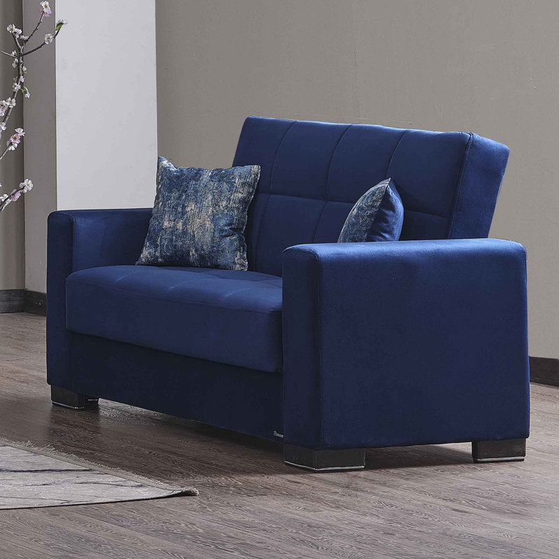 Canapé-lit 2 places 3 en 1 avec rangement Legacy, Microfibre bleue, 38" H x 89" W x 36" D