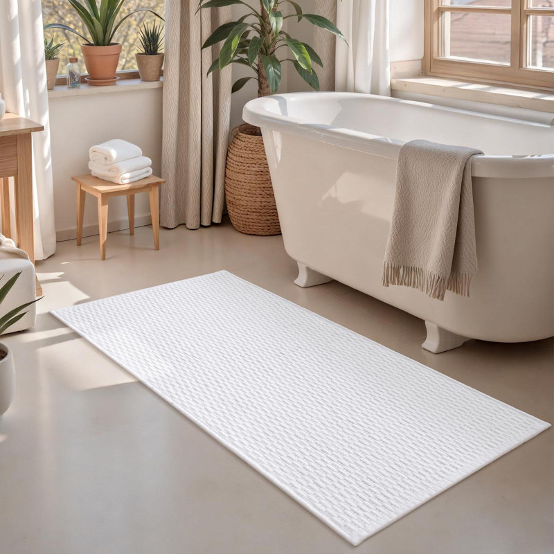Tapis pour salle de bain en chenille, L 24 po x l 16 po, Blanc