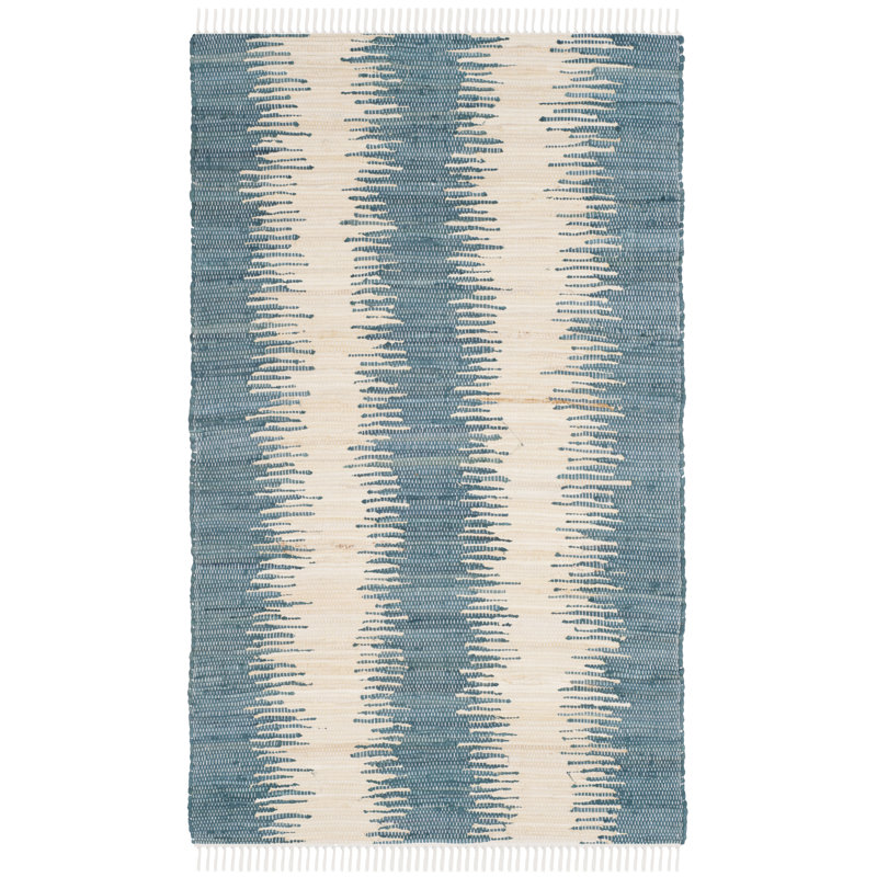 Tapis rayé en coton tissé à la main Telscombe, Rectangle 3 pi x 5 pi