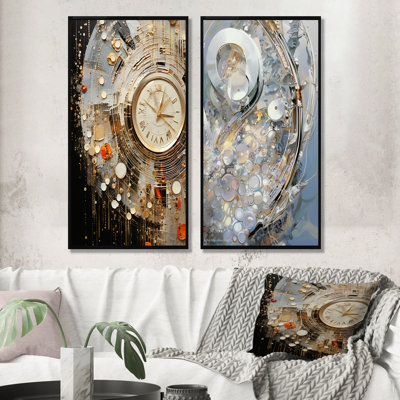 Ensemble de 2 reproductions d'art sur toile argentées et dorées Luxuy