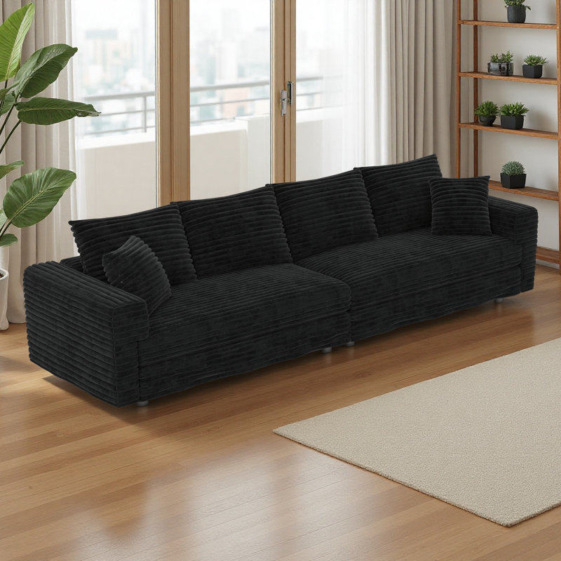 Canapé 102,4 po en velours côtelé 102,4 po, canapé rembourré moderne et confortable, sièges profonds avec coussins moelleux