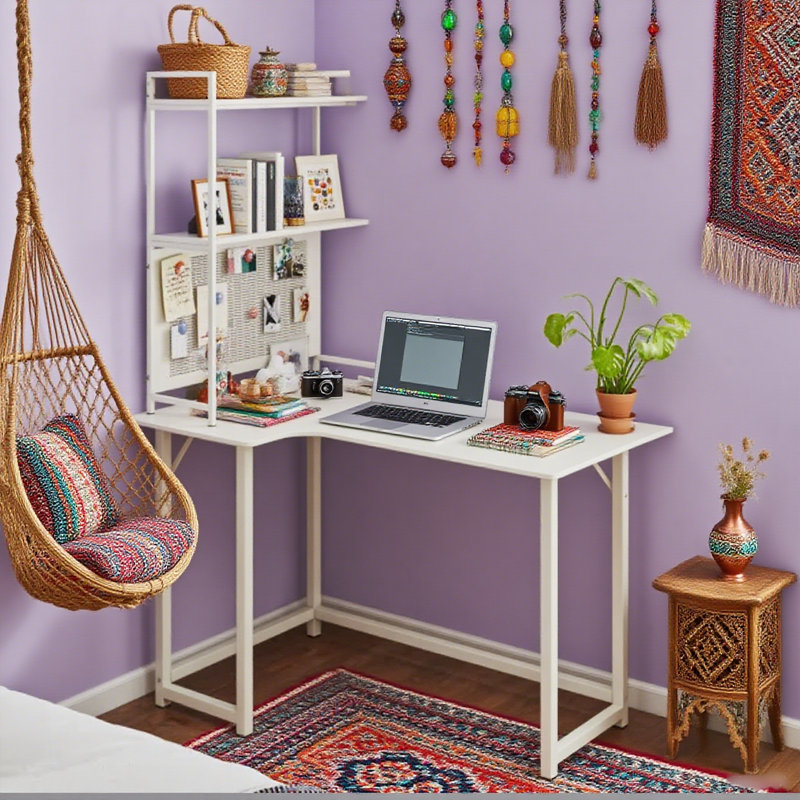 Bureau d'ordinateur de coin en L à gauche