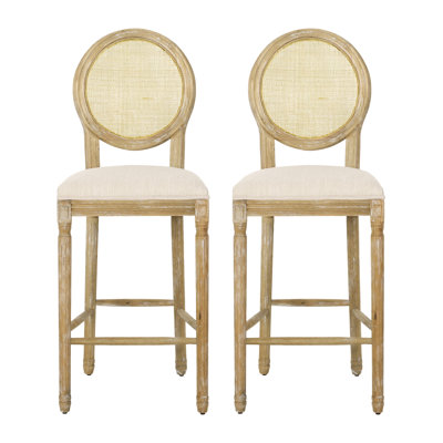 2 tabourets de bar - dossier tissé, teintes beiges et naturelles, idéaux pour les comptoirs de cuisine et les bars Tabourets élégants (2) Rehaussez votre comptoir. , Sièges rembourrés, pieds. Teintes. P 19,81 po x l 20,83 po et H 49,62 po