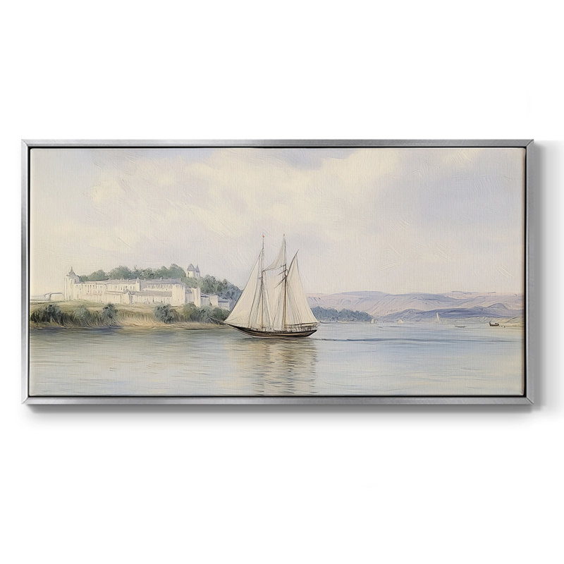 Série nautique-CLxxx - Toile tendue avec châssis encadré - Prêt à être accroché, H 17 po x l 33 po, Argent argent