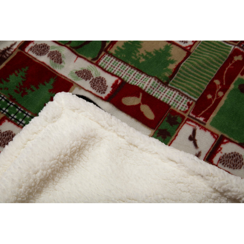 Sherpa Machine Printed Throw Blanket