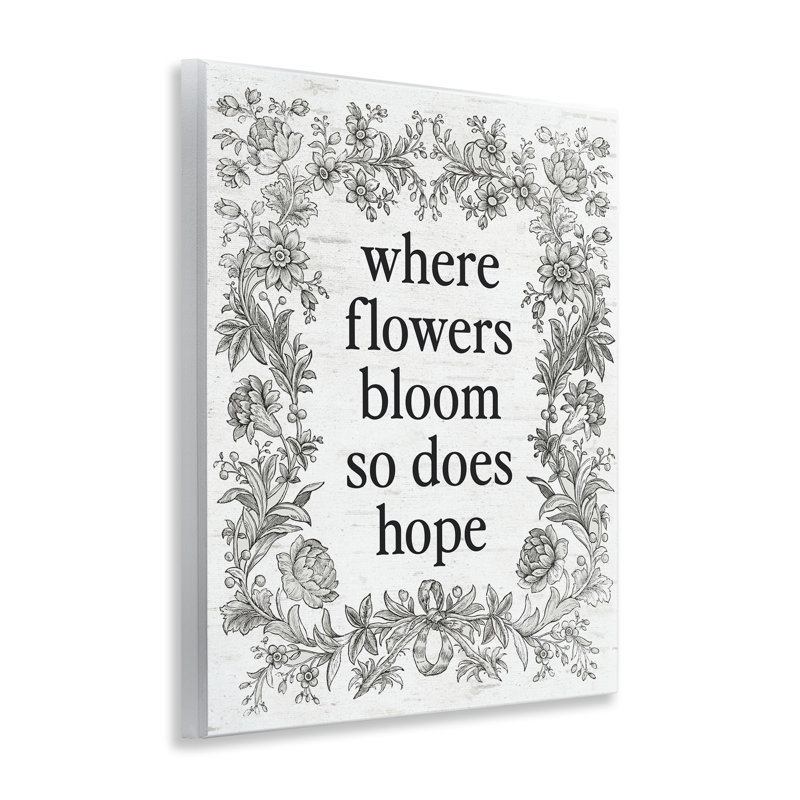 Espoir «Hope Blooms», plaque murale rétro, design par lettré et doublé