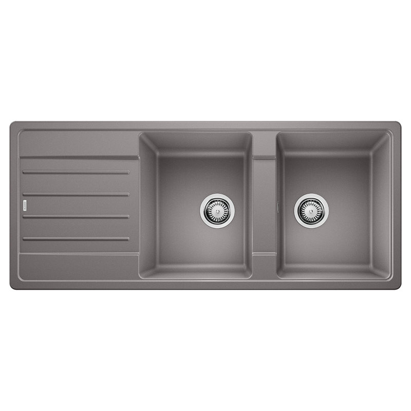 Legra Double Bowl Inset Kitchen Sink, Alumetallic