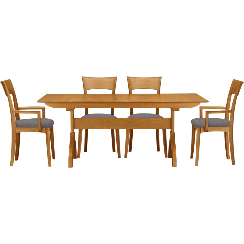 Sarah 5 - Piece Dining Set, Coffee Leather, Natural Cherry