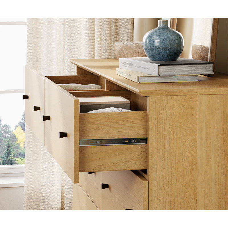 Commode pour enfants avec 6 tiroirs Lysiane, Chêne