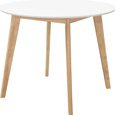 Classy Matte White And Natural Dining Table For Kitchen & Mid-century In