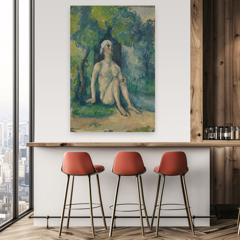 Baigneuse assise près de l'eau, 1876, estampe d'art mural abstrait contemporain, H 60 po x l 40 po