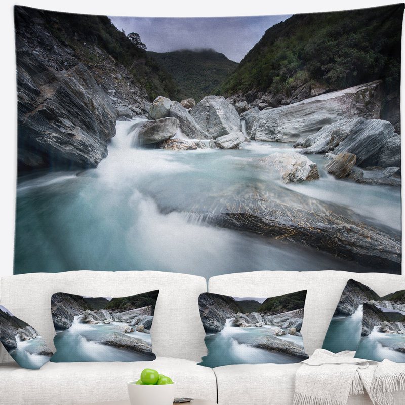 Tapisserie bleu ralenti motion shore, H 50 po x l 60 po