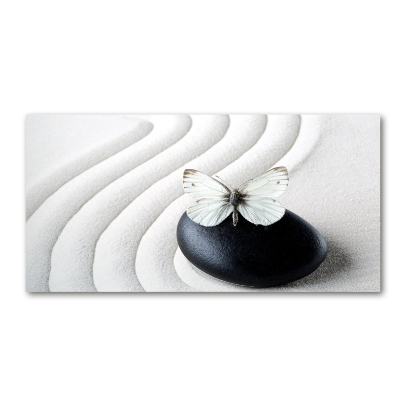 Zen Stone And Butterfly - No Frame Print on Canvas