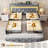 Upholstered Bed With 4 Storage Drawers,Adjustable Headboard,LED Lights And Charging Station-698829232-698829234