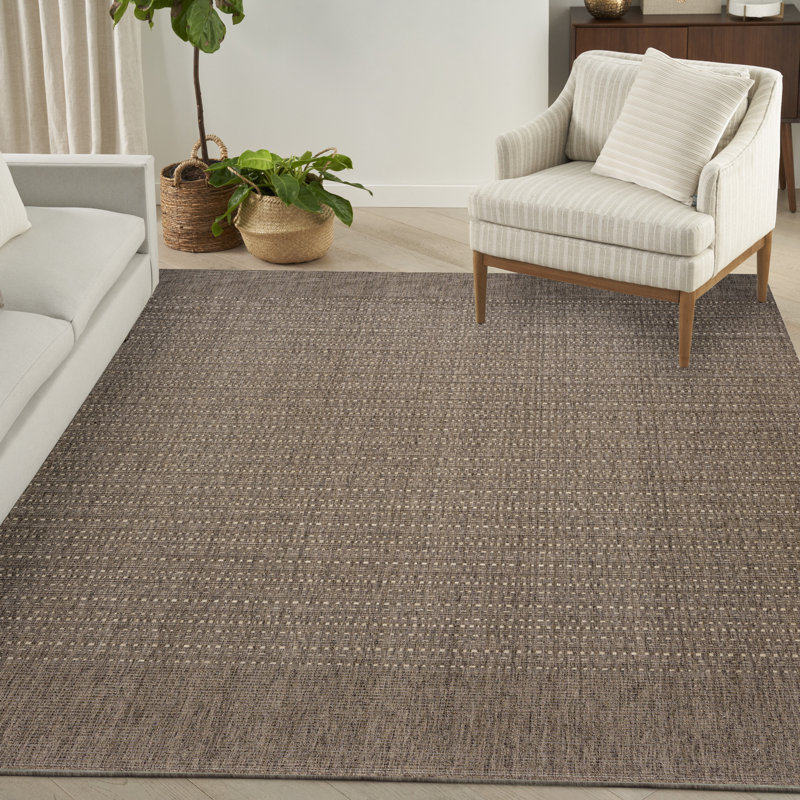 Tulum Striped Indoor/Outdoor Area Rug, Rectangle 4' x 6', Brown