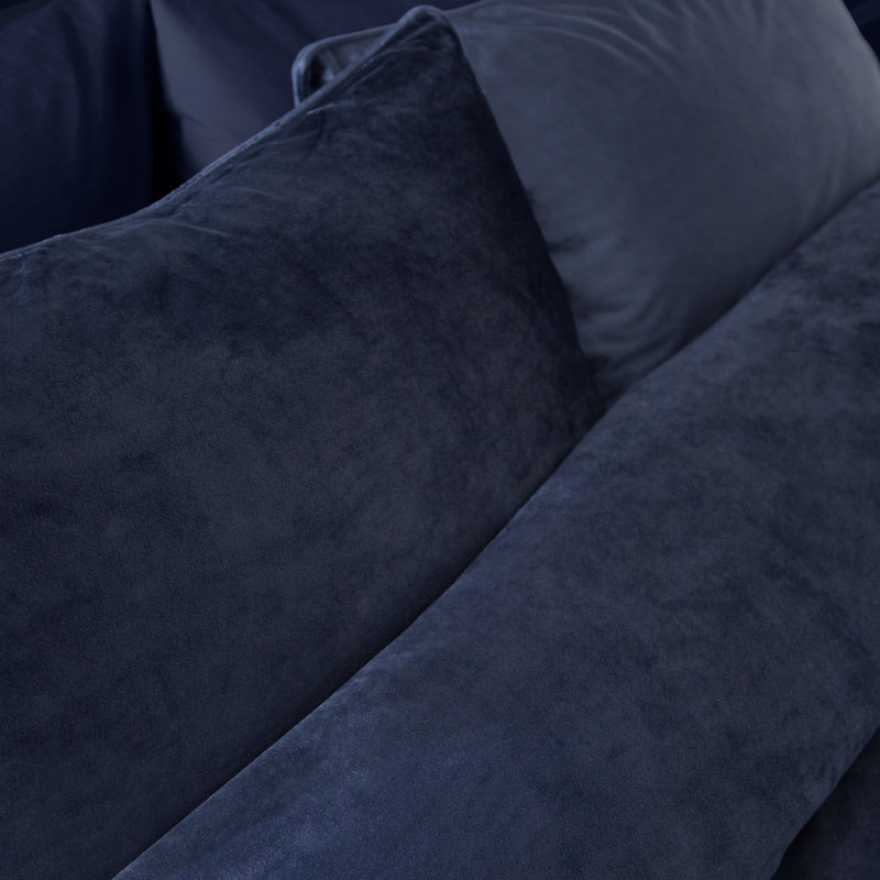 Kingsley Soft Matt Velvet Duvet Cover Set, Super King Duvet Cover + 2 Standard Pillowcases, Navy