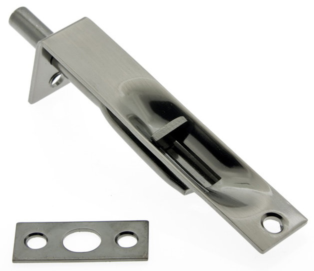 Solid Brass Flush Bolt with Square End, Antique Nickel
